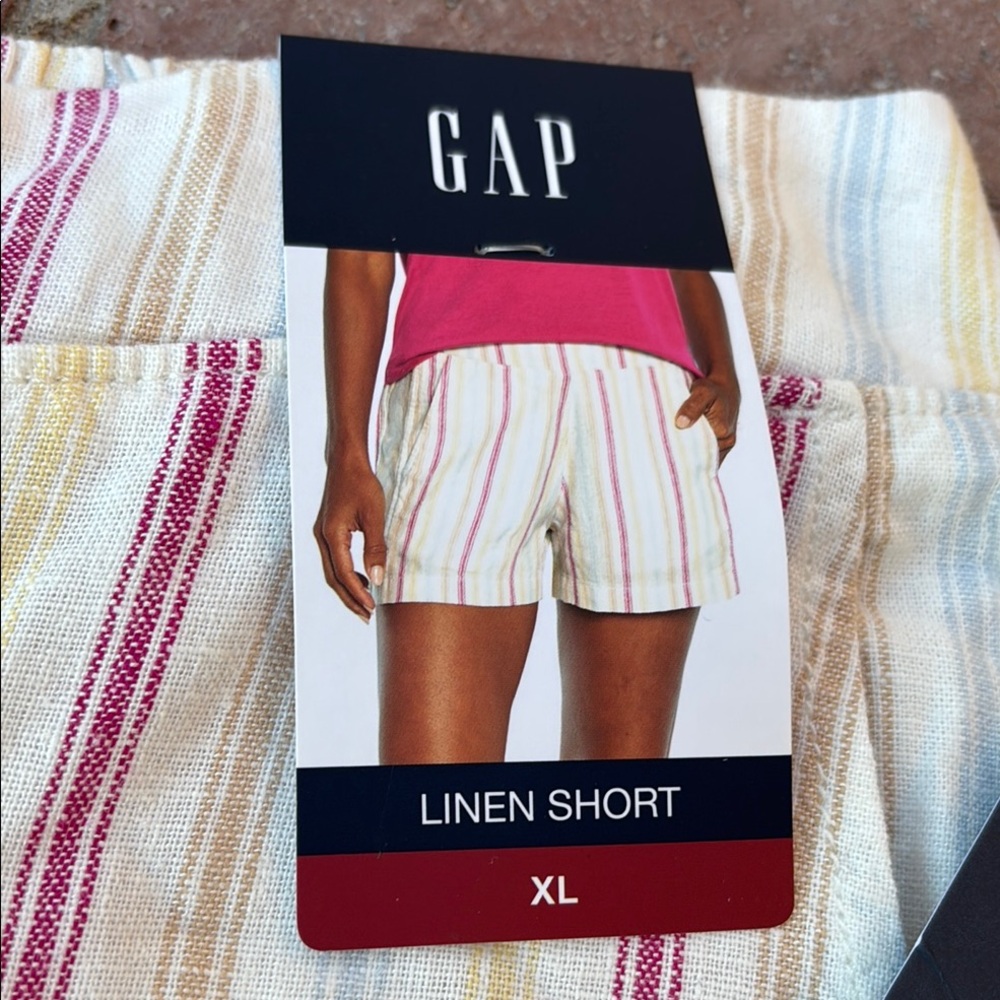 NWT GAP High Waist XL Shorts in Linen/Rayon blend Cream w/ Stripes. Summer cool! - Picture 11 of 16